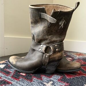 Matisse distressed leather biker boots with silver hardware.  Size: US 9 B